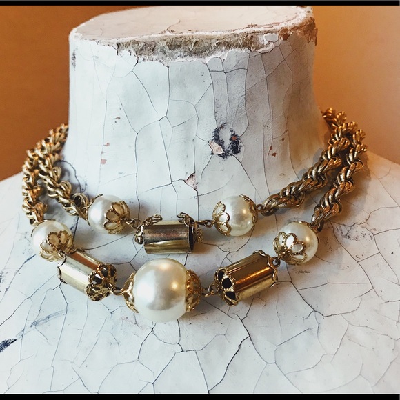 Vintage 60s Double Strand Faux Pearl Necklace - Picture 2 of 8